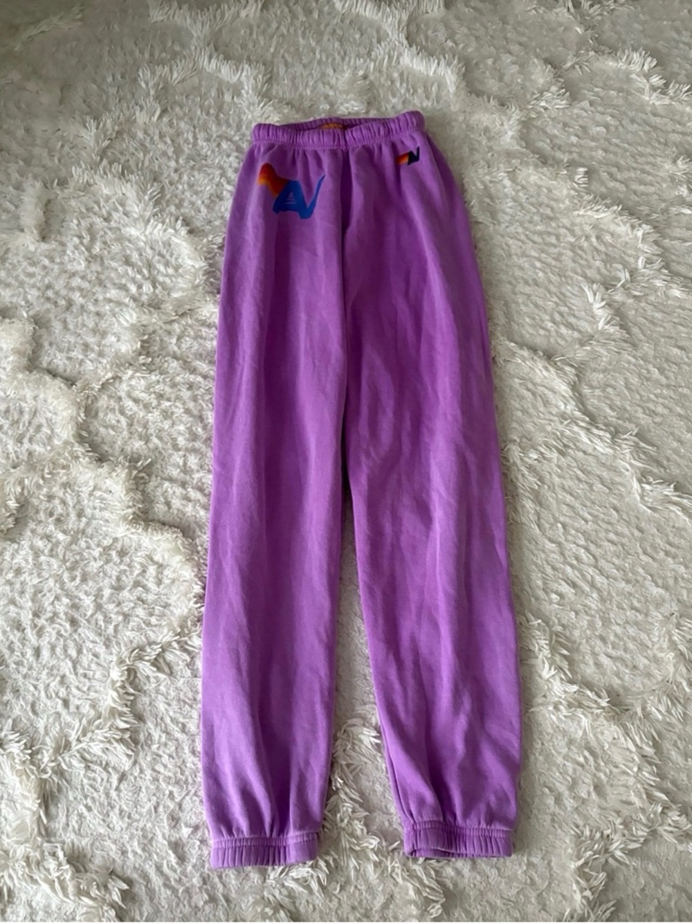 Aviator Nation Purple Joggers with Multicolor Logo